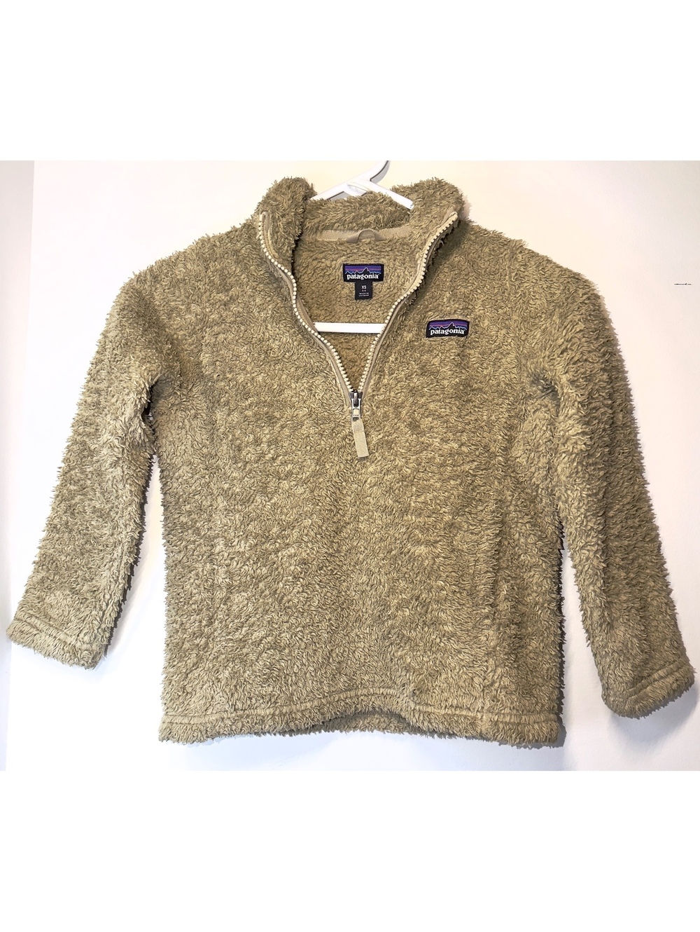 Patagonia kids XS Furry Beige Half-Zip Fleece Pullover Jacket
